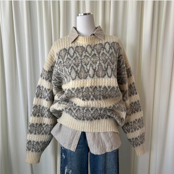 Vintage Ice Knit 100% Wool Oversized Nordic Pattern Knit size XL. - Picture 6 of 12